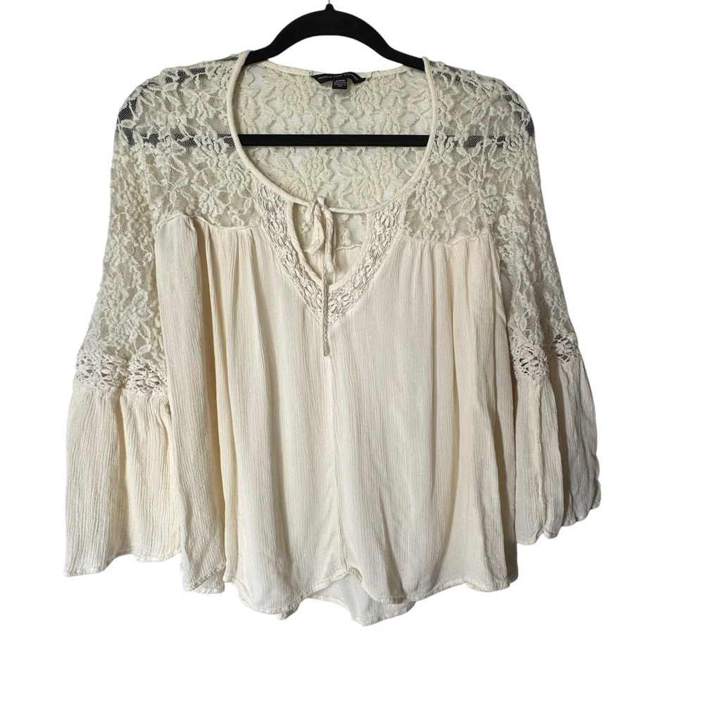 American Eagle Outfitters Top Women's Medium Tunic Lace Gauzy Lagenlook